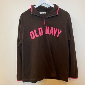 Y2K Old Navy Fleece Pullover 1/4 Zip Brown Pink Womens Xl Vintage